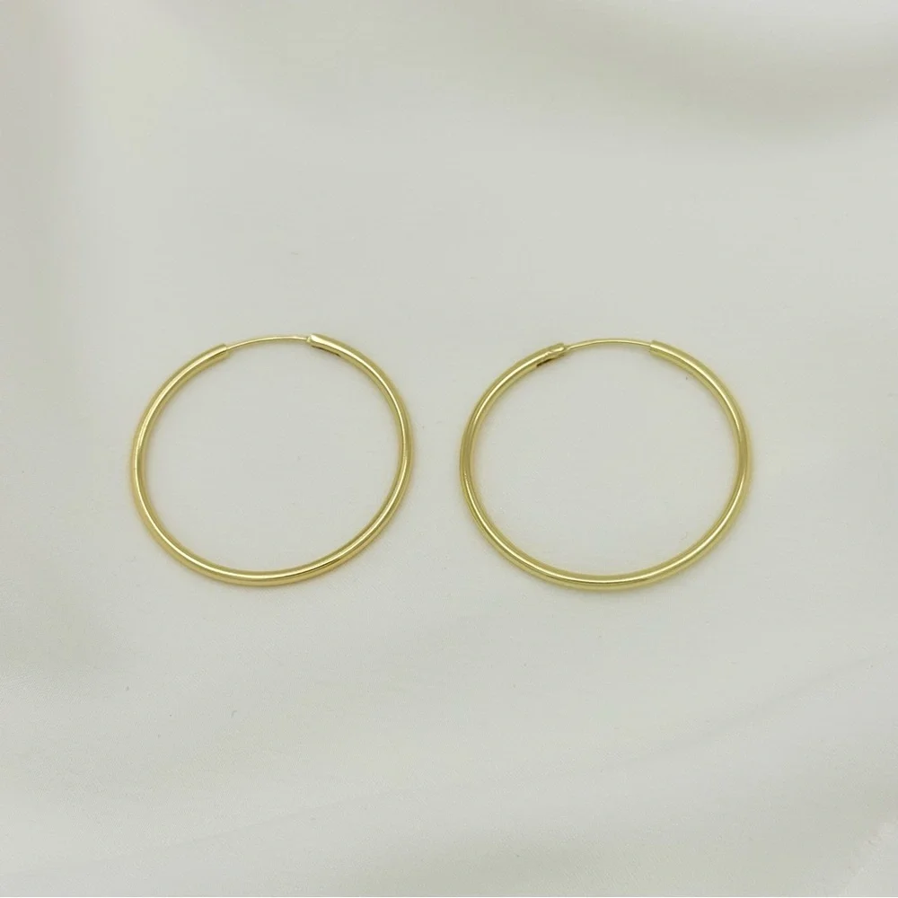14K Gold Plated Large (4 cm) Hoop Earrings | Water Resistant & Rhodium Finish